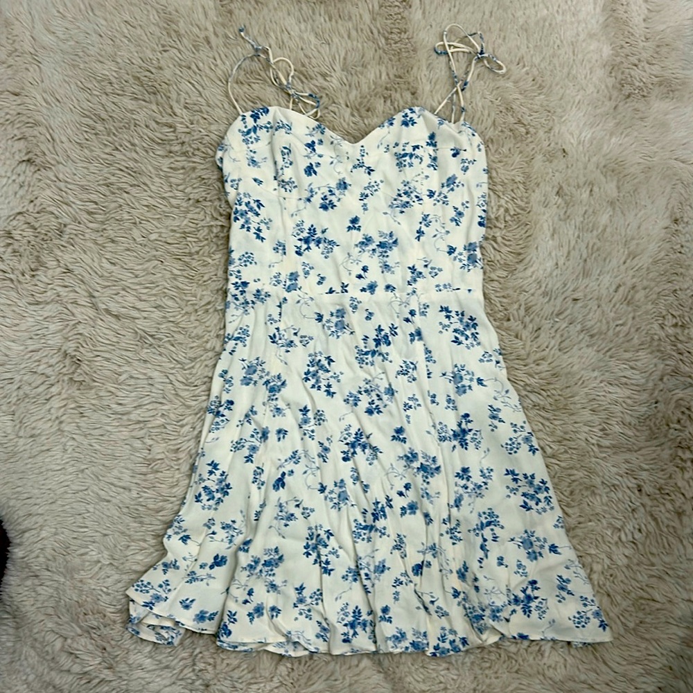 Reformation blue and off white floral dress